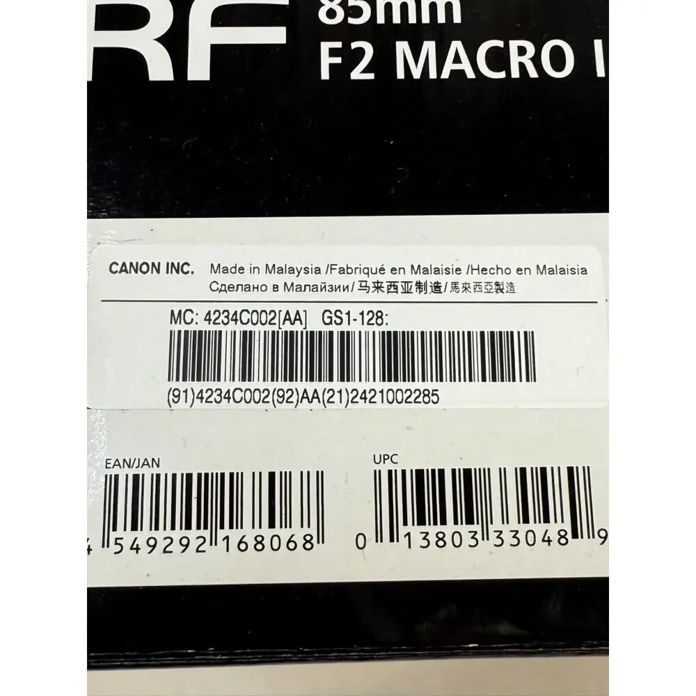Canon RF85mm F2 Macro Is STM Lens for Canon RF Mount Excellent Condition